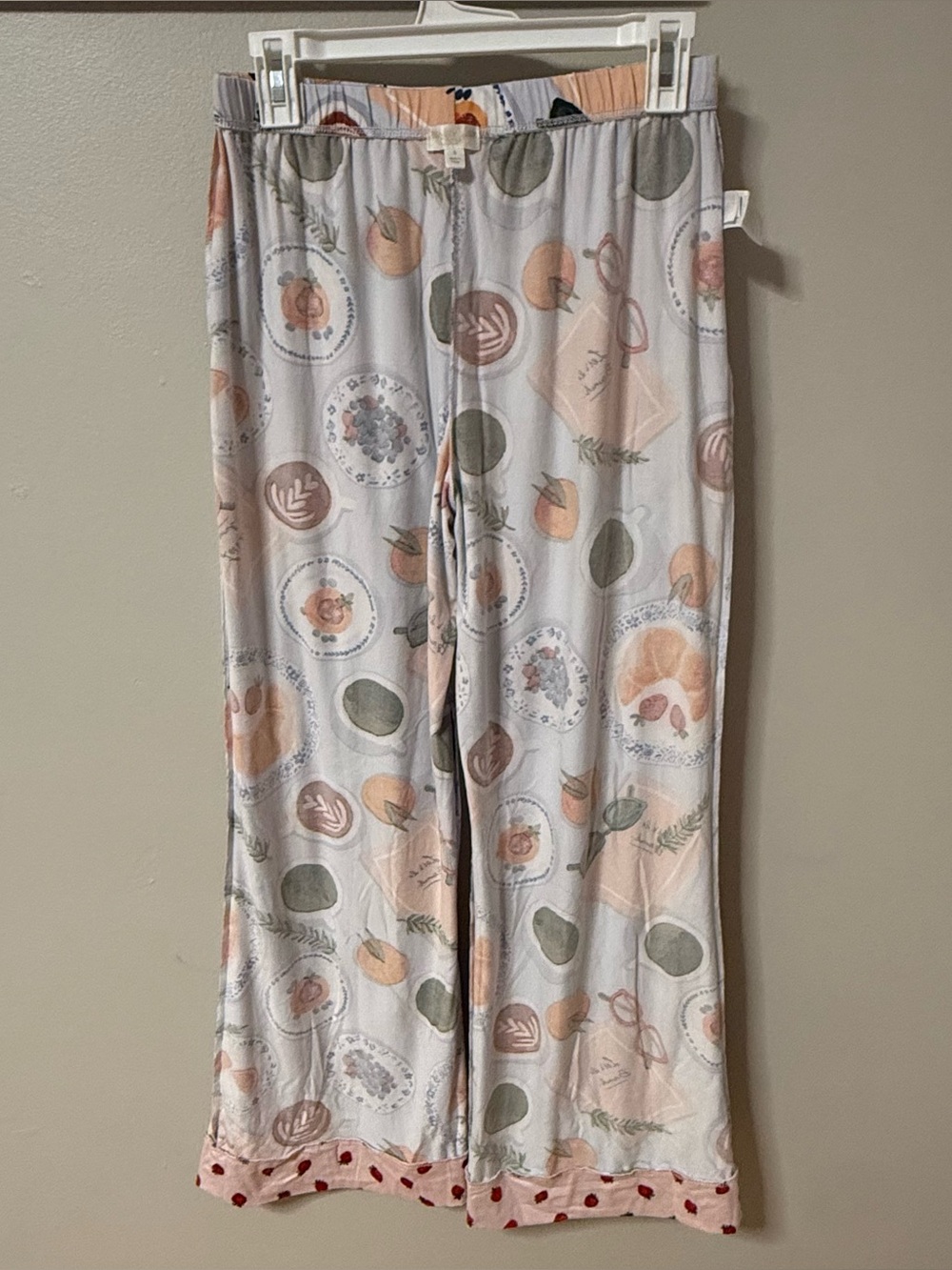Beauty Sleep Social Pajama Set Womens Breakfast Coffee Croissant Billie Small - Picture 11 of 16